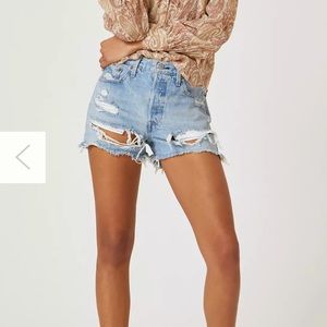 Levi's Premium 501 High Rise Shorts  Distressed Cut Off